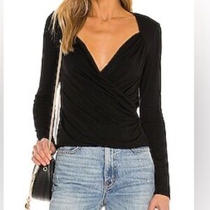 Revolve krisa Surplice Long Sleeve Blouse in Black NWT! Women’s SZ S